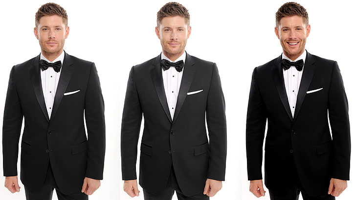 men's black notched lapel suit jacket, photoshoot, Jensen Ackles, HD wallpaper