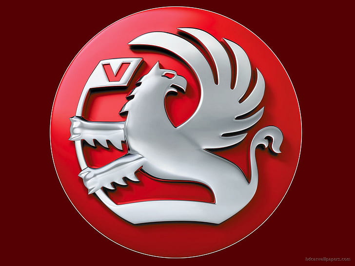 Vauxhall Logo, grey and red v round decor, cars, HD wallpaper