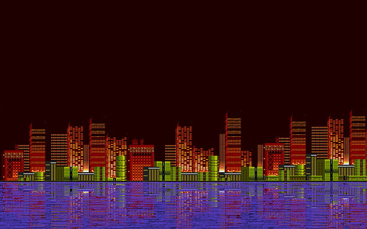 pixel art 16 bit sega sonic the hedgehog city, architecture, HD wallpaper