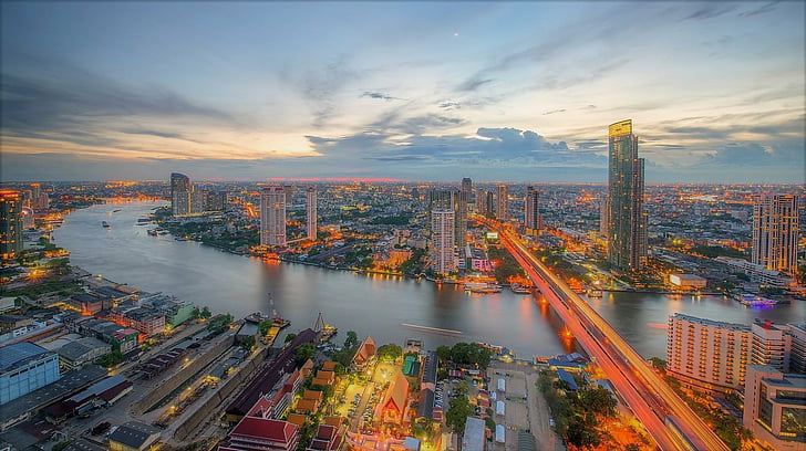 HD wallpaper: Cities, Bangkok, City, Cityscape, Dusk, River, Thailand |  Wallpaper Flare