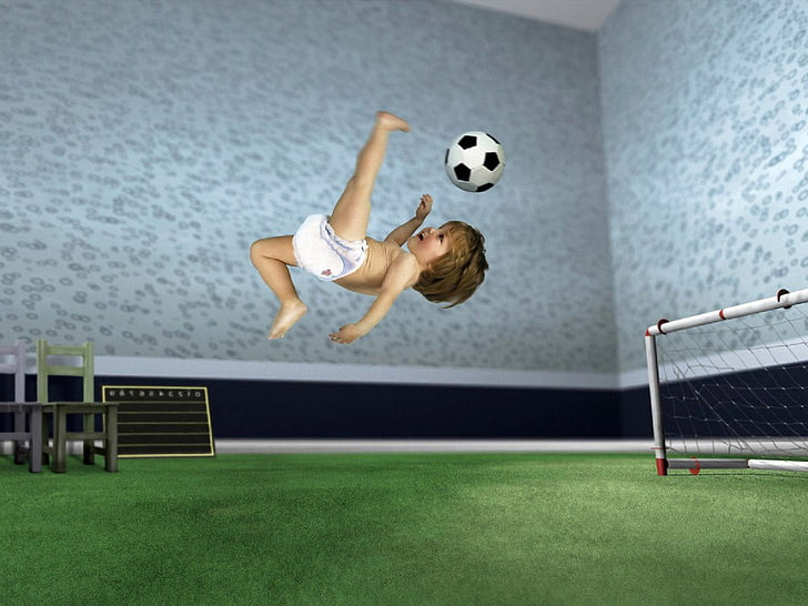 HD wallpaper: Baby Kicking Ball, white and black soccer ball, Funny,  football | Wallpaper Flare