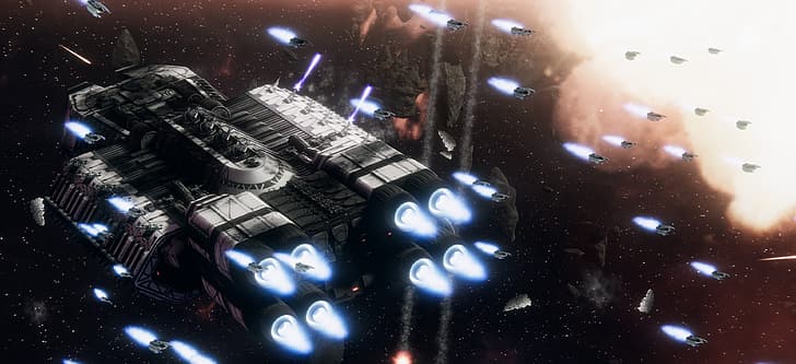 battlestar, Battlestar Galactica, space, space battle, Battleship, HD wallpaper