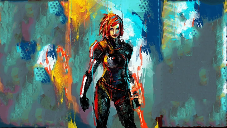 woman painting, Mass Effect, Mass Effect 3, Commander Shepard, HD wallpaper