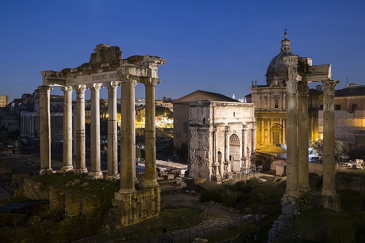 Foro Romano, Italy, landscape, Rome, Ruin, architecture, built structure, HD wallpaper