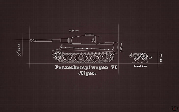 Tiger I, blueprints, military, tank
