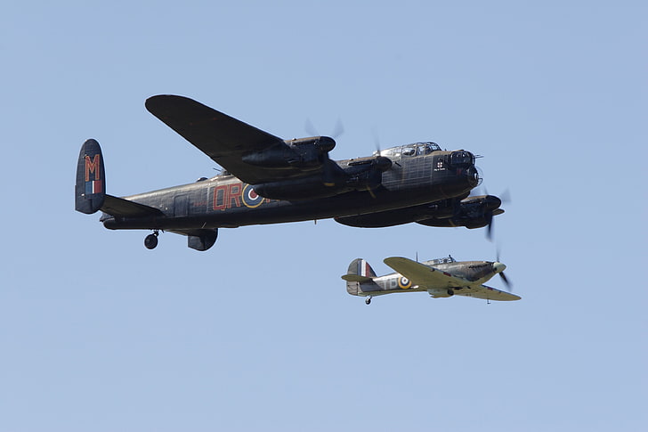 war, World War II, Avro Lancaster, Bomber, Hawker Hurricane, HD wallpaper