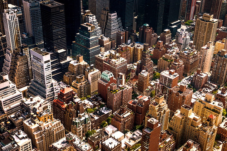 high-rise buildings, aerial photography of buildings during daytime, HD wallpaper