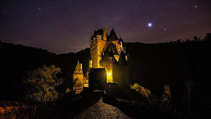 Castles, Eltz Castle, Building, Night