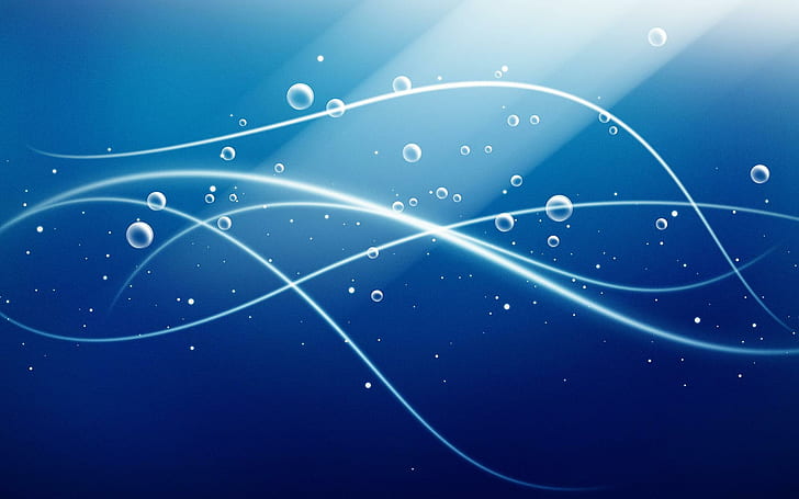 Blue Bubble Waves, water particles wallpaper, 3d and abstract, HD wallpaper