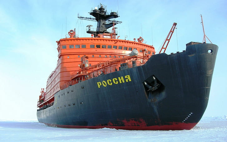 Icebreaker, russian, stuck, boats, HD wallpaper