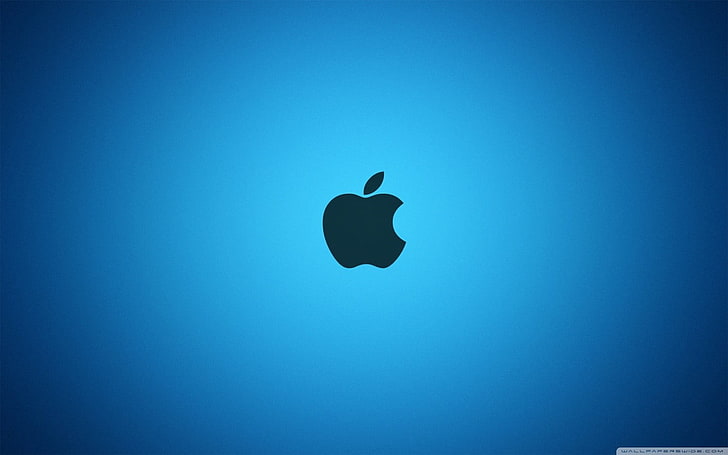 Apple Inc., blue, minimalism, blue background, logo, copy space