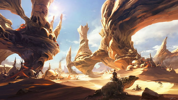 desert, Luke Skywalker, planet, fantasy art, artwork, sand, HD wallpaper