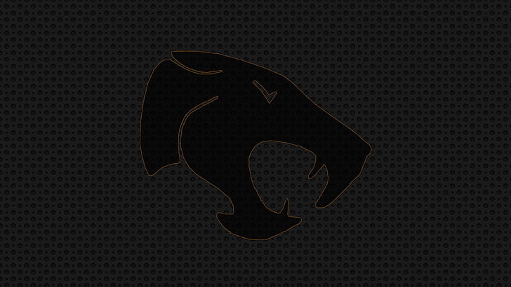 black and gray animal logo, digital art, dark background, grid, HD wallpaper