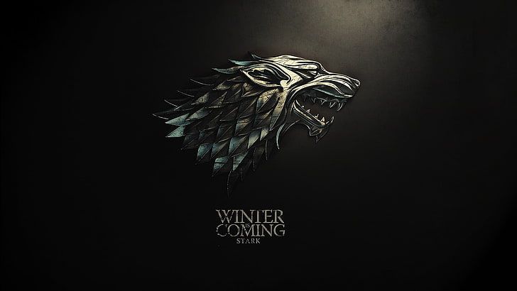 Game of Thrones wallpaper, sigils, House Stark, black background, HD wallpaper