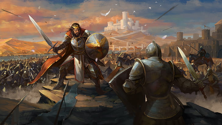 Fantasy, Knight, Armor, Battle, Castle, Shield, Sword, Warrior, HD wallpaper