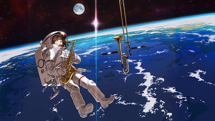 Anime, Music, Platina Jazz, space, planet - space, astronomy