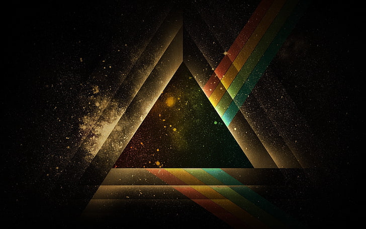 prism wallpaper, light, glare, triangle, stripes, colorful, shade, HD wallpaper