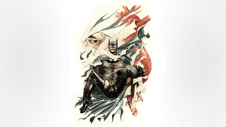 Batman DC White Catwoman HD, batman sitting illustration, cartoon/comic, HD wallpaper