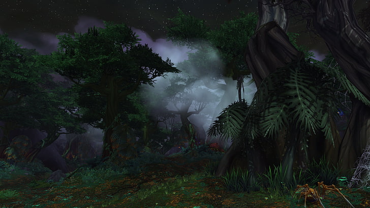 green trees painting, video games, World of Warcraft, Warlords of Draenor, HD wallpaper