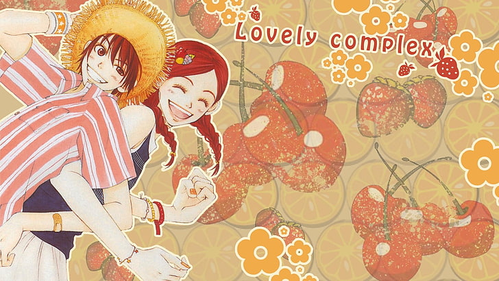 Lovely Complex, anime, anime boys, anime girls, pattern, celebration, HD wallpaper