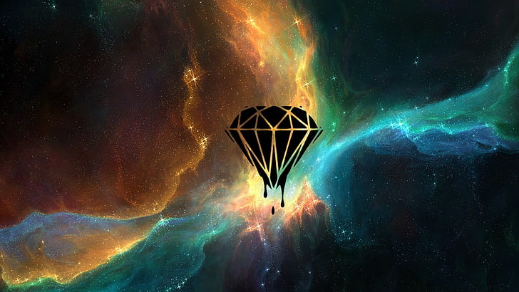 black diamond illustration, space, TylerCreatesWorlds, diamonds
