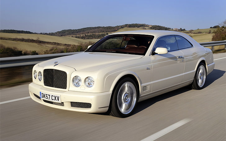 white Bentley Continental GT coupe, car, cream, transportation, HD wallpaper