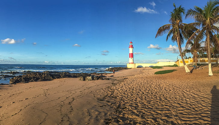 bahia, beach, brazil, coast, lighthouses, nature, palma, salvador, HD wallpaper