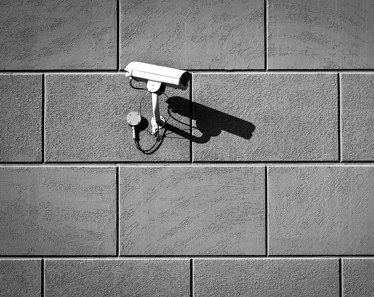 Big Brother, white IP camera, Black and White, Street, Photography, HD wallpaper
