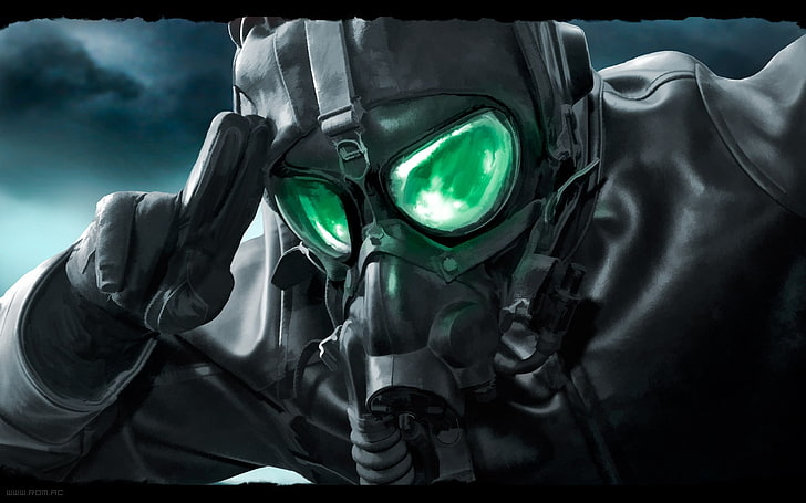 black gas mask, apocalyptic, salute, Vitaly S Alexius, protection, HD wallpaper