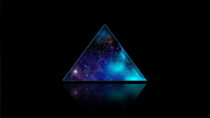 galaxy prism, space, triangle, backgound, digital art, black background, HD wallpaper