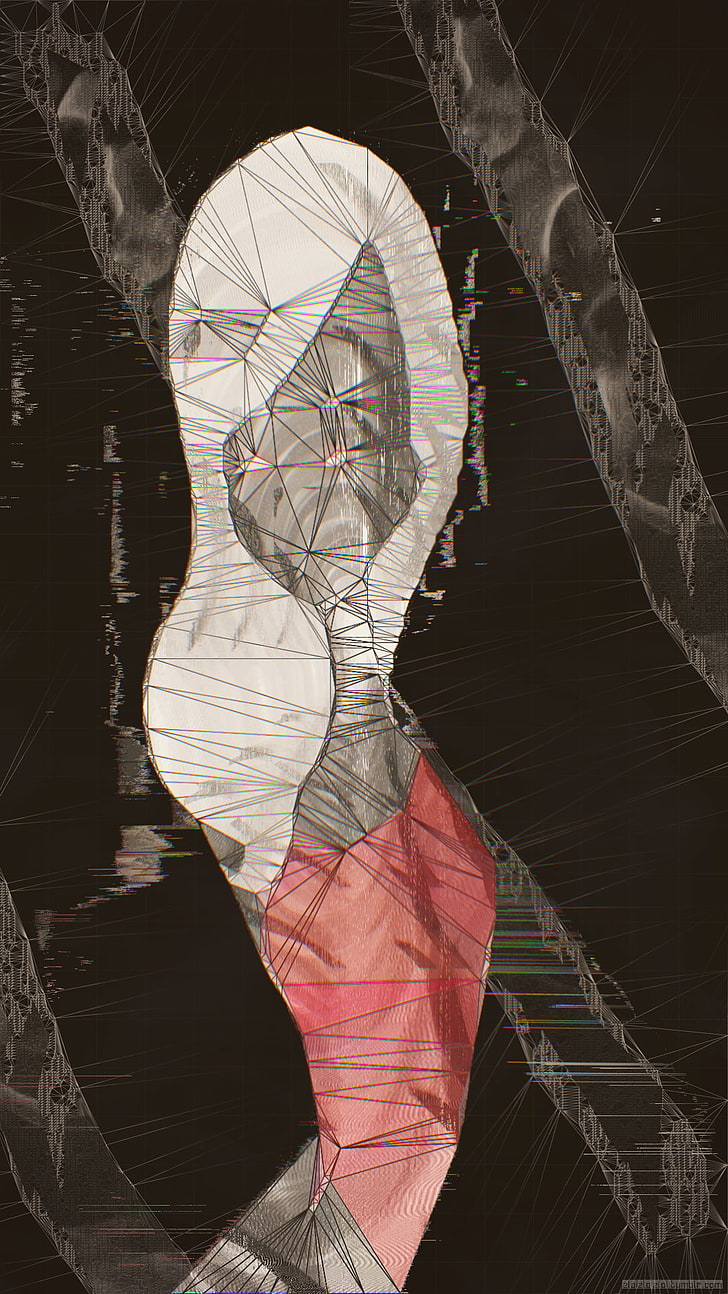 abstract, glitch art, low poly, human body part, shape, limb