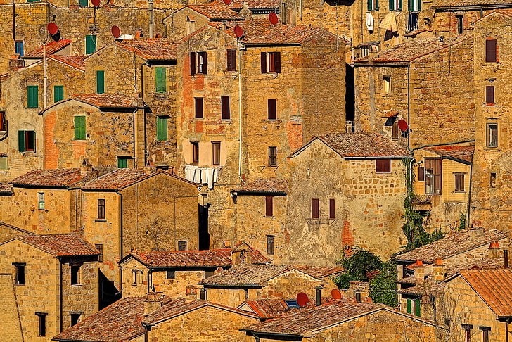 Italy, Tuscany, house, town, old building, architecture, building exterior, HD wallpaper