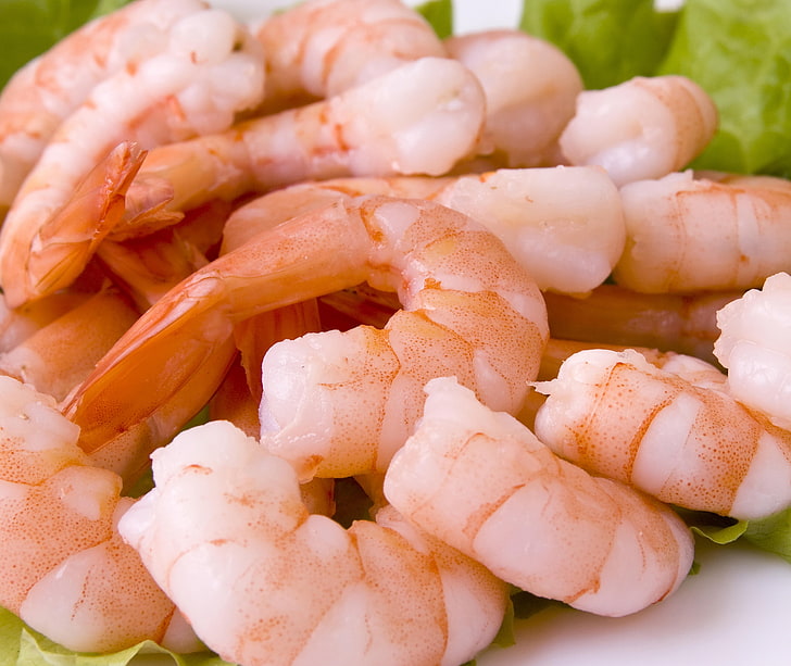 cooked shrimps, dish, seafood, cabbage, freshness, gourmet, prepared Shrimp, HD wallpaper