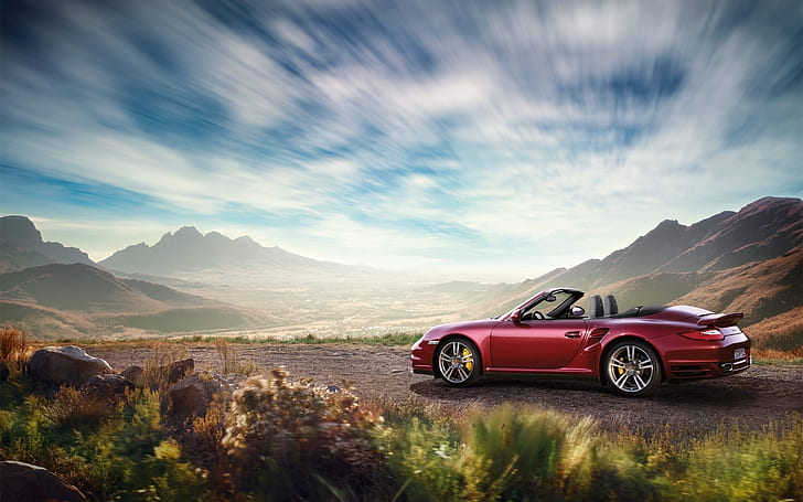 Porsche 911 red supercar, red convertible coupe, HD wallpaper