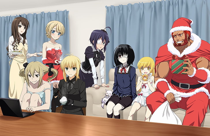 women sitting wallpaper, Chuunibyou demo Koi ga Shitai!, Fate/Zero, HD wallpaper