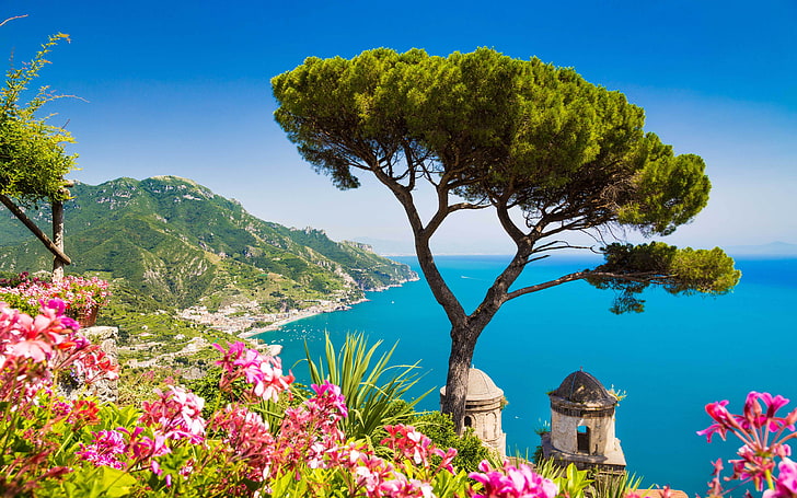 Amalfi Coast Ravello Campania Province Villa Rufolo Gardens To Salerno Italy 3840×2400, HD wallpaper