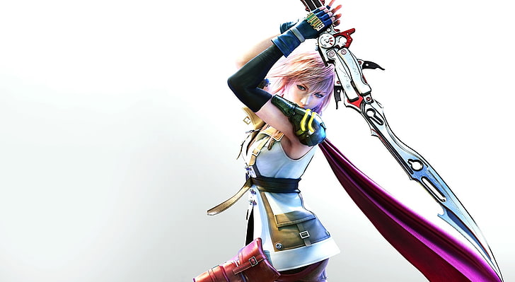 Final Fantasy XIII - Lightning, female anime character holding sword