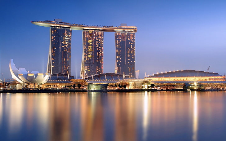 Marina Bay Sands Hotel Singapore, building, reflection, skyscraper, HD wallpaper