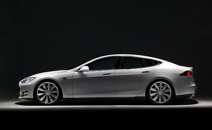 Tesla Model S, silver sedan, Cars, Other Cars, white, dark, 2013, HD wallpaper