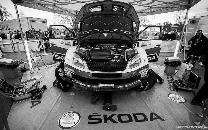Skoda BW Pit Mechanic Engine HD, gray scar, cars