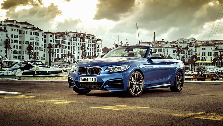 2015, BMW, M235i, Cabrio, blue bmw convertible coupe, UK-spec