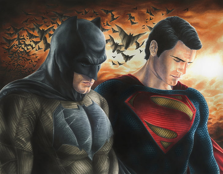 Batman and Superman illustration, dark knight, DC Comics, Henry Cavill, HD wallpaper