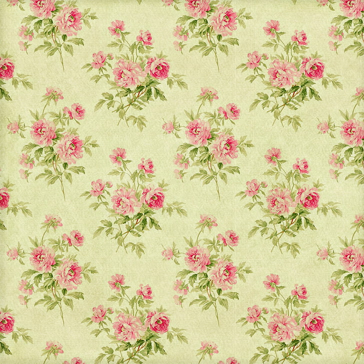 beige and pink floral cloth, background, wallpaper, ornament, HD wallpaper