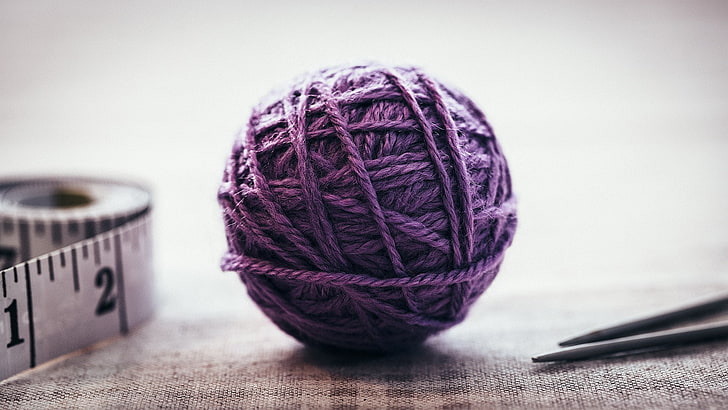 wool, balls, purple, ball of wool, textile, art and craft, indoors, HD wallpaper