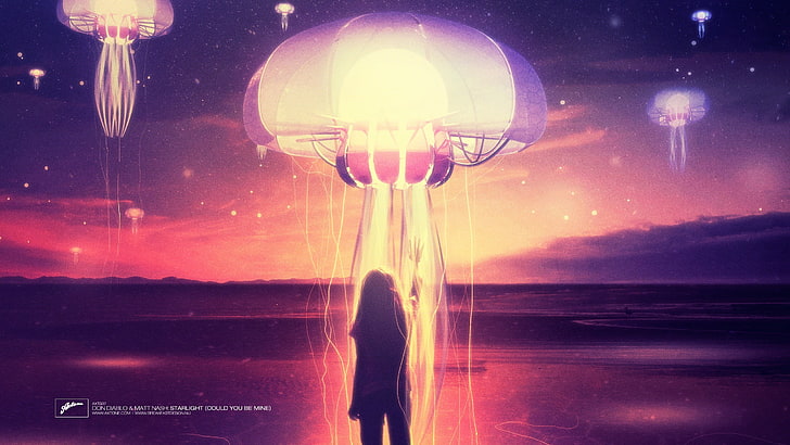 white jellyfish illustration, Axwell, Eternal Sunshine of the Spotless Mind