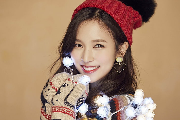 K-pop, Twice, women, Asian, singer, Christmas, warm colors, HD wallpaper