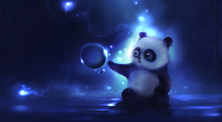 Curious Panda Painting HD Wallpaper, panda illustration, Artistic