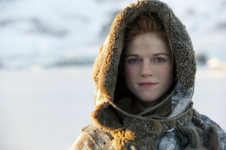 face, Rose Leslie, Game of Thrones, white, snow, Ygritte, women