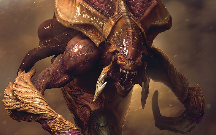 monster, mouth, Zerg, StarCraft, strategy, remastered, HD wallpaper