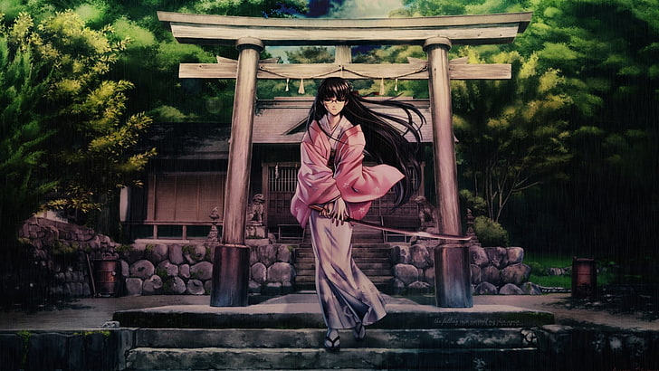 black haired girl illustration, anime, Black Lagoon, one person, HD wallpaper